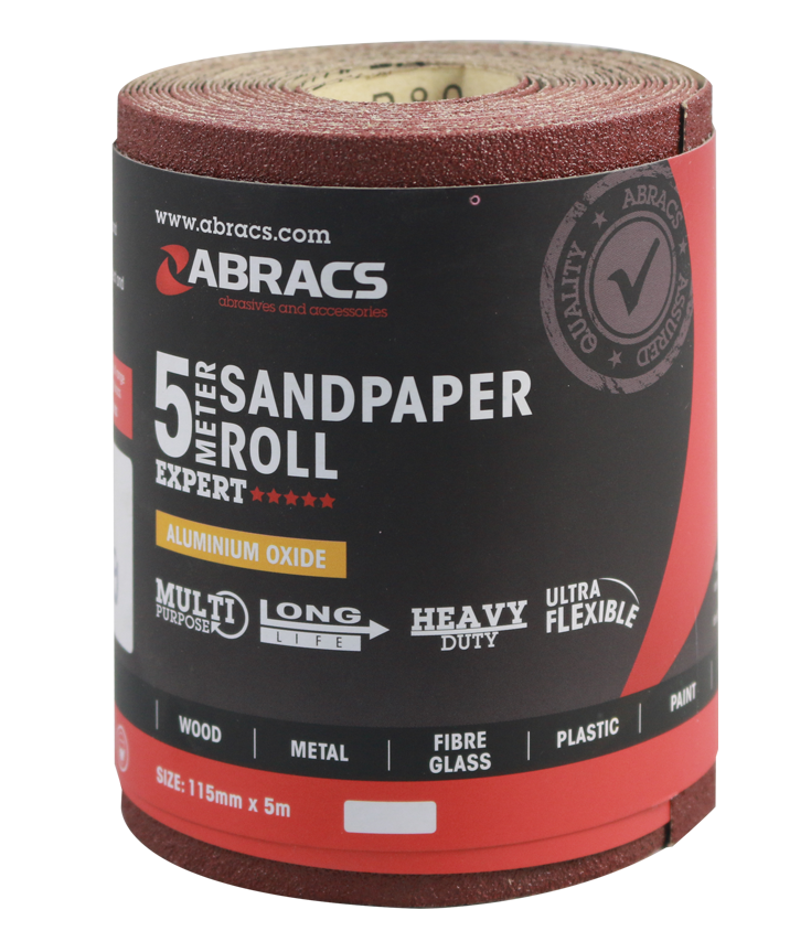 Abracs General Purpose Sandpaper Roll 115mm x 5M x 120G