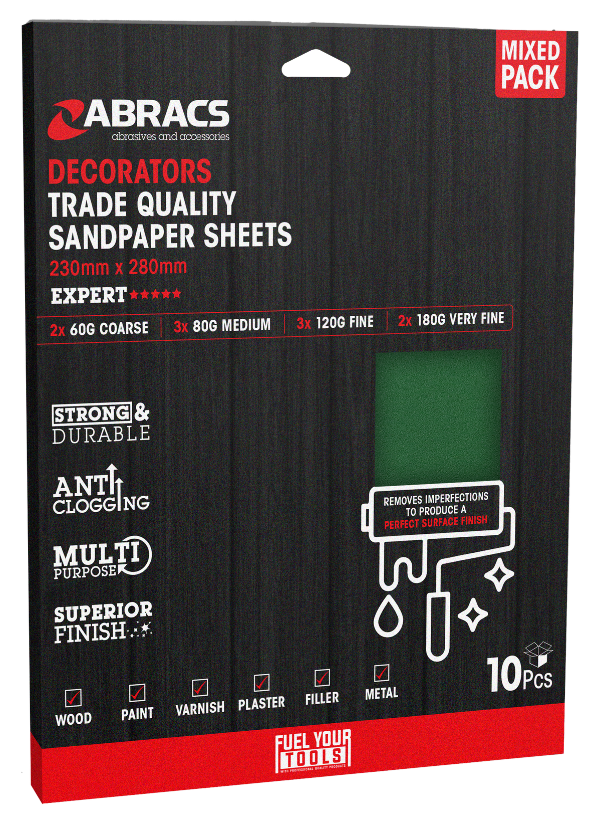 Decorators Sandpaper Sheet 230mm x 280mm x 180g