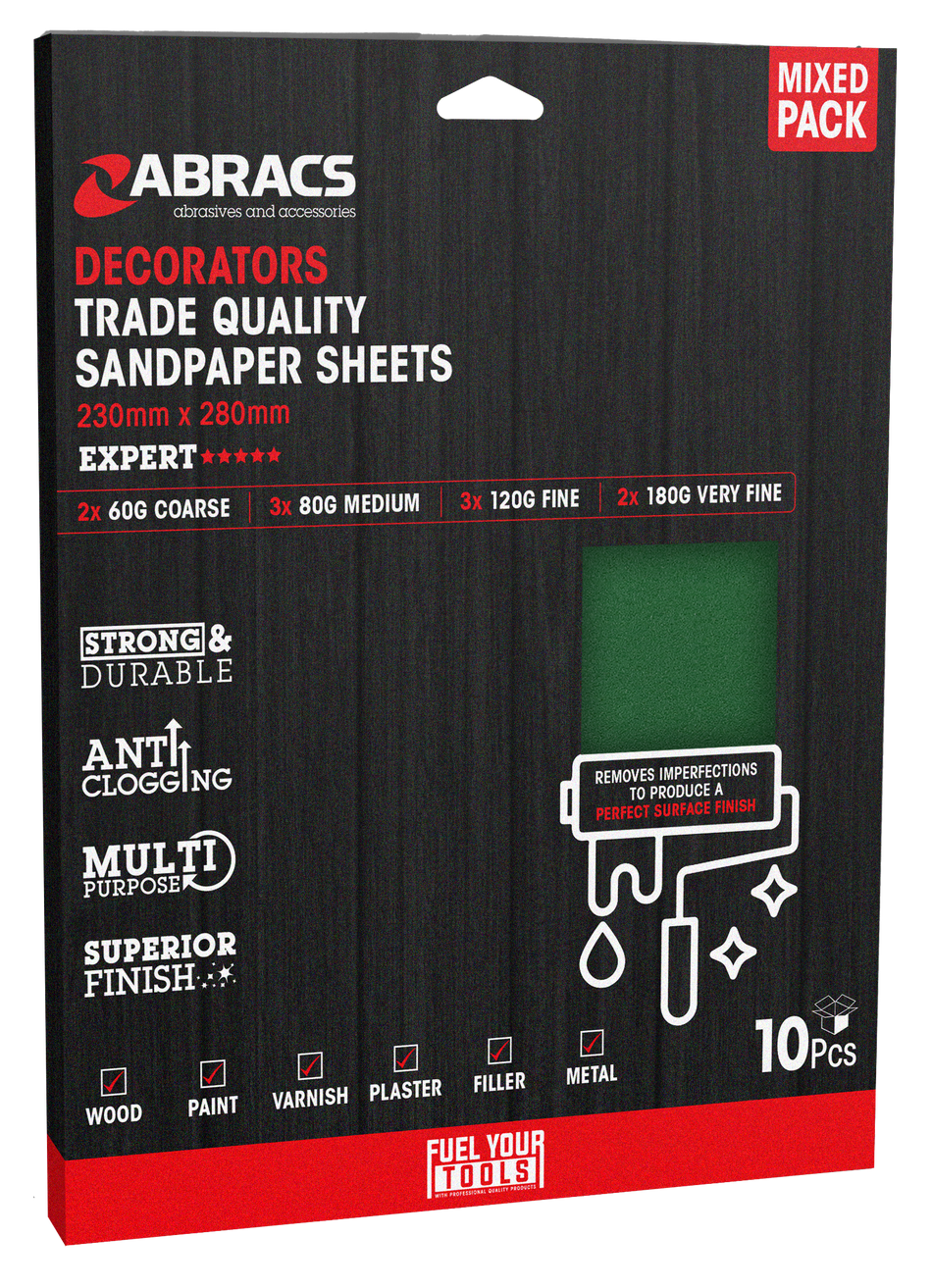 Decorators Sandpaper Sheet 230mm x 280mm x 180g