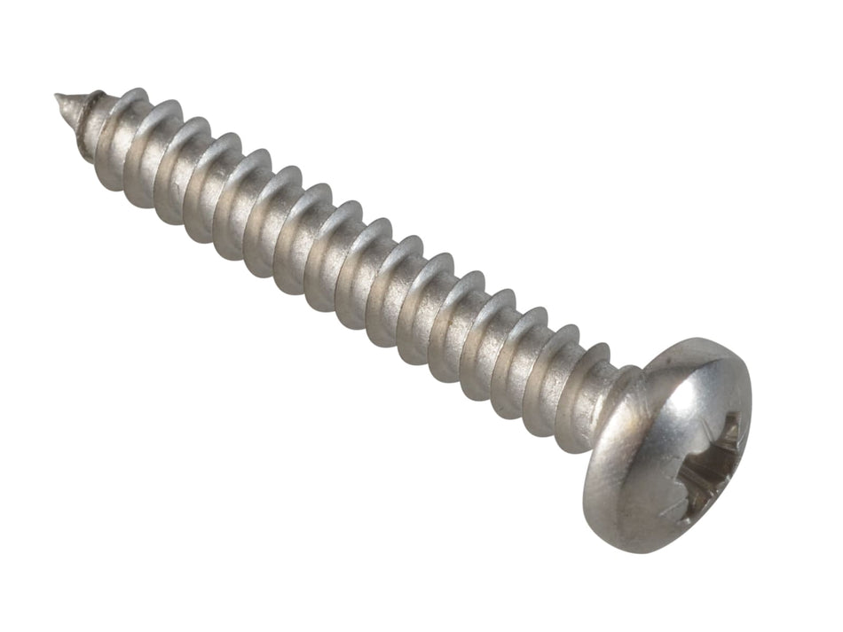 Self-Tapping Screw Pozi Compatible Pan Head SS 1.1/4in x 10 ForgePack 12
