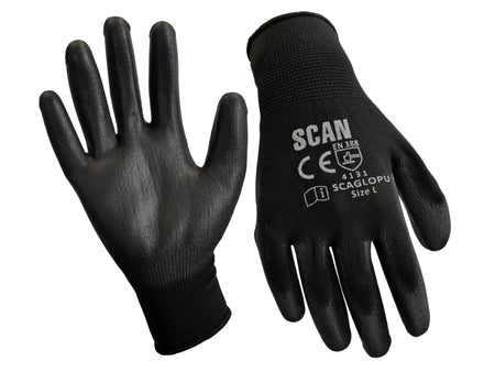 Black PU Coated Gloves - L (Size 9) (240 Pairs)